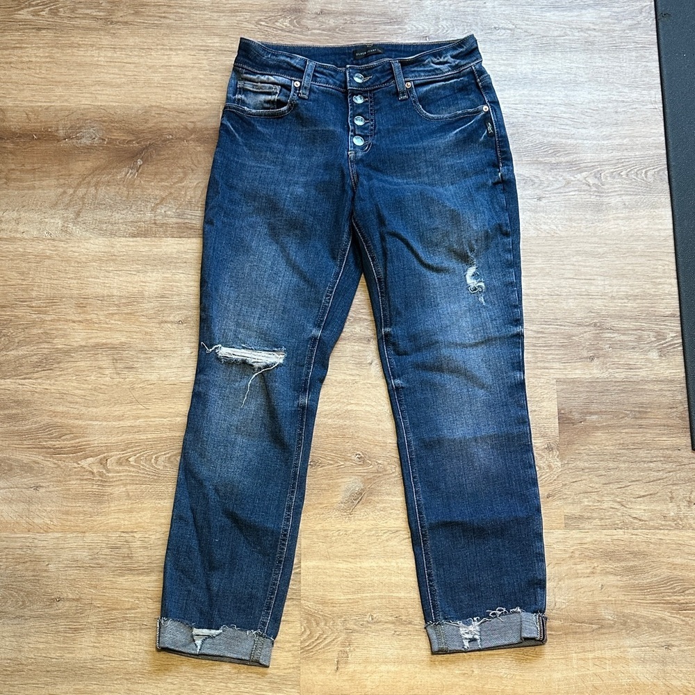 Silver Jeans Dark Blue Boyfriend Jeans
